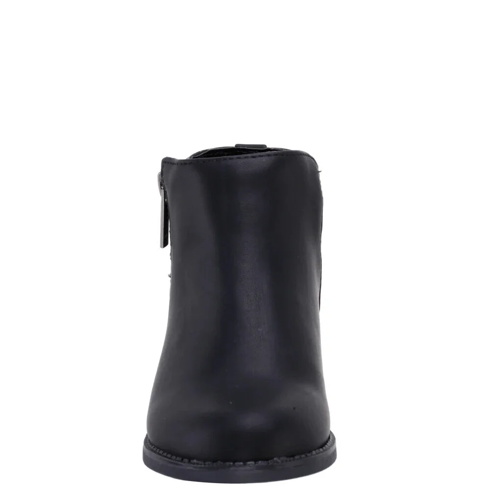 Nina Chloey Boots Toddler US 12 Black Leather Side Zipper Ankle Booties JOBB356